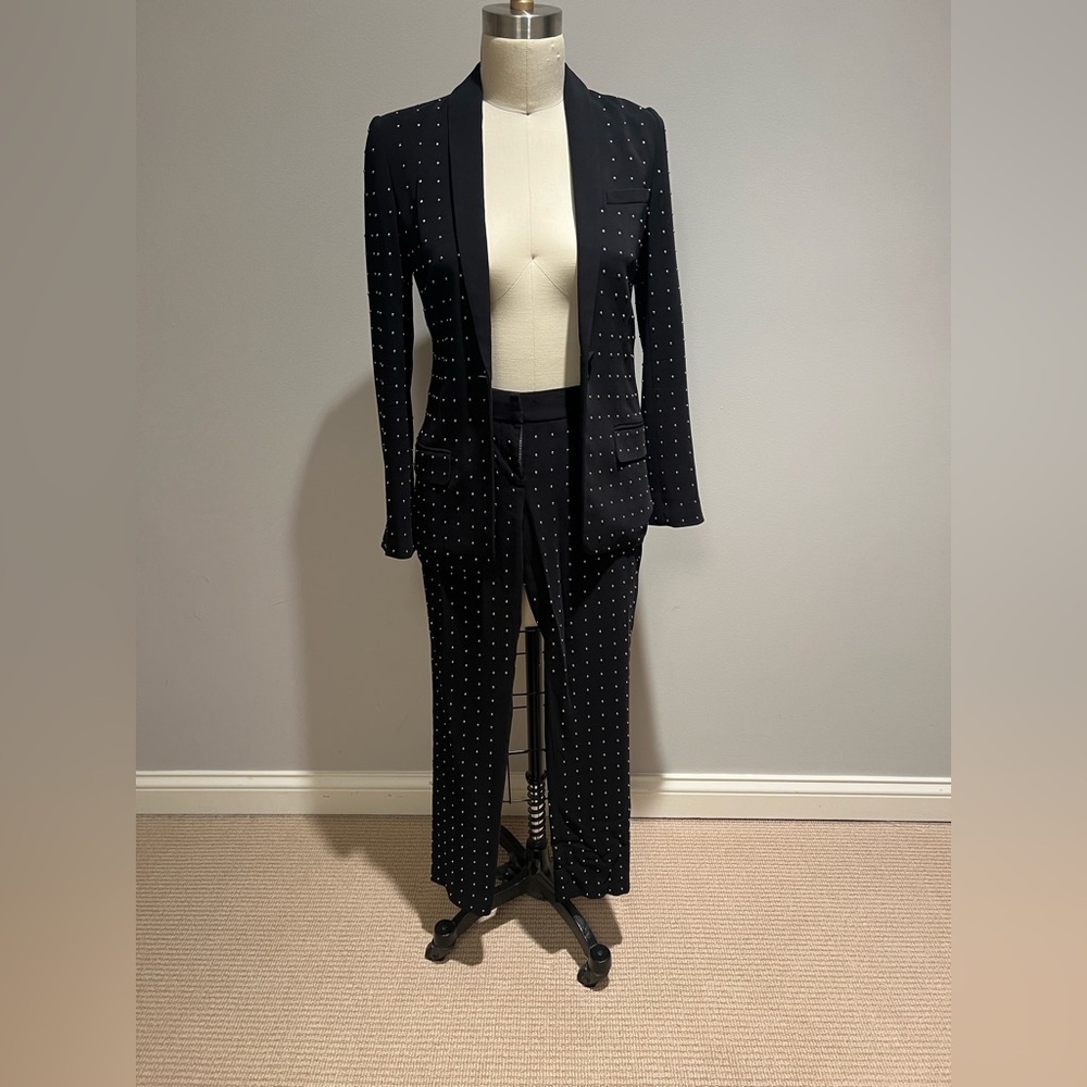 A.L.C. Black studded 2 piece blazer pant suit (pants size 2 jacket oversized 0)
